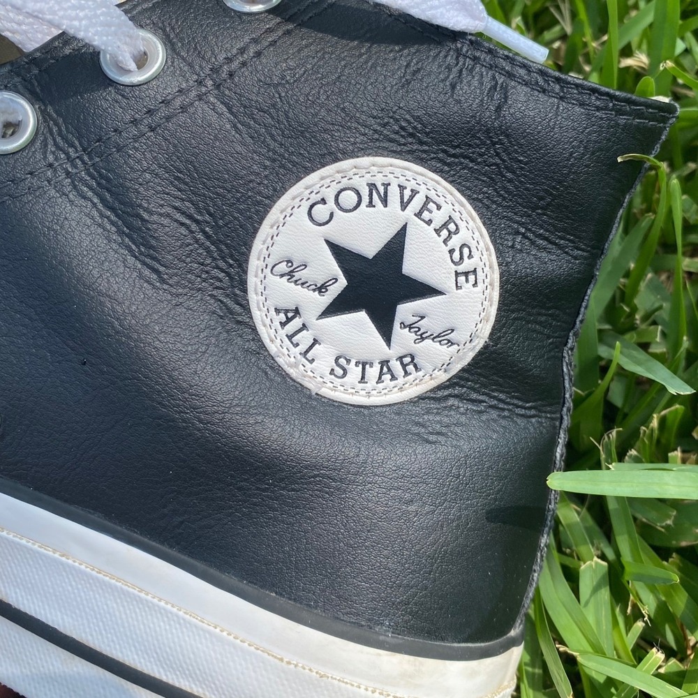 Converse Chuck Taylor All Star High Top Black Leather Sneakers 561675C Size 10.5 - Picture 10 of 10